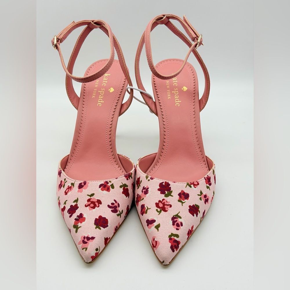 Kate Spade Pink Floral Heels Size 8B NWOT - Picture 2 of 9